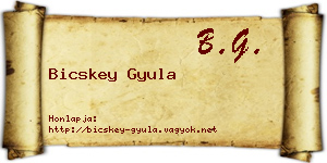 Bicskey Gyula névjegykártya